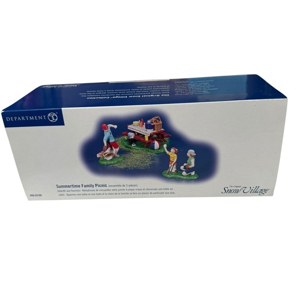 Dept 56 Snow Village Summertime Family Picnic 3 Pieces Dog Picnic Table Kids - Picture 4 of 8